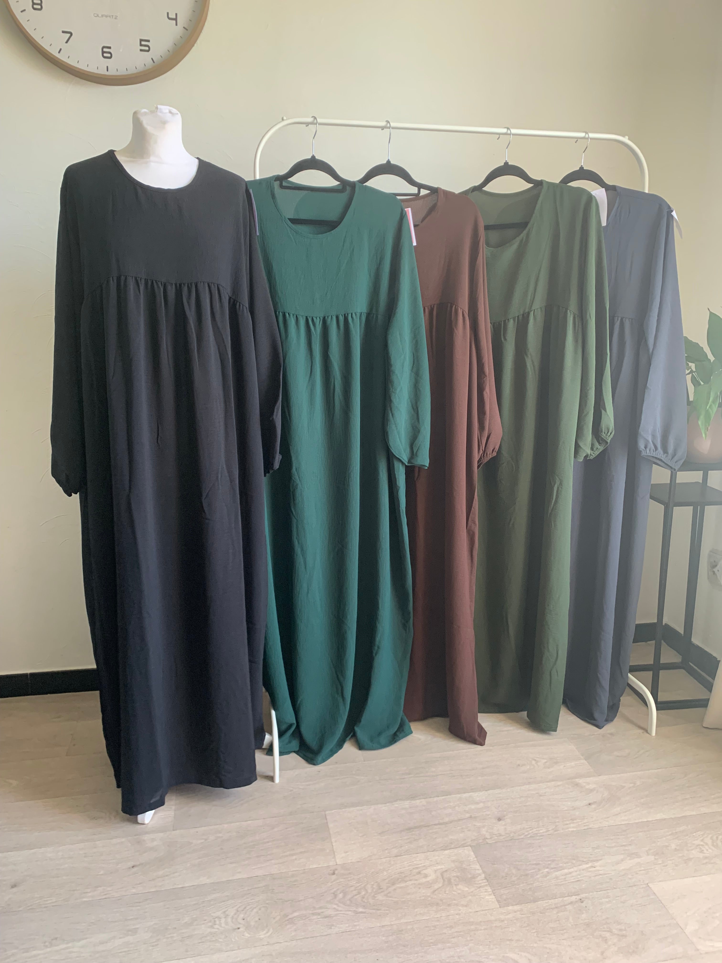 Abaya Jazz Manche Bouffante Marron
