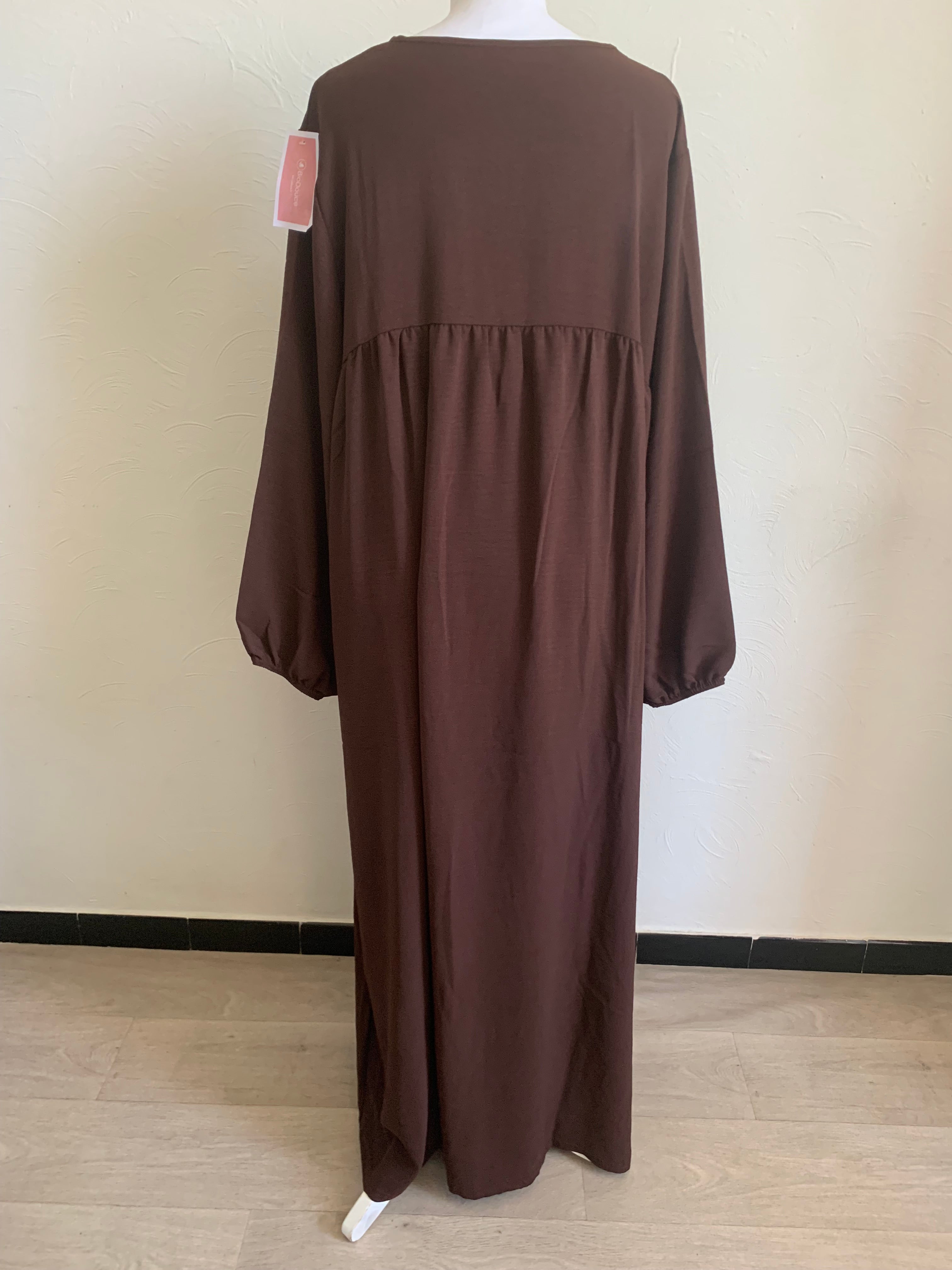 Abaya Jazz Manche Bouffante Marron